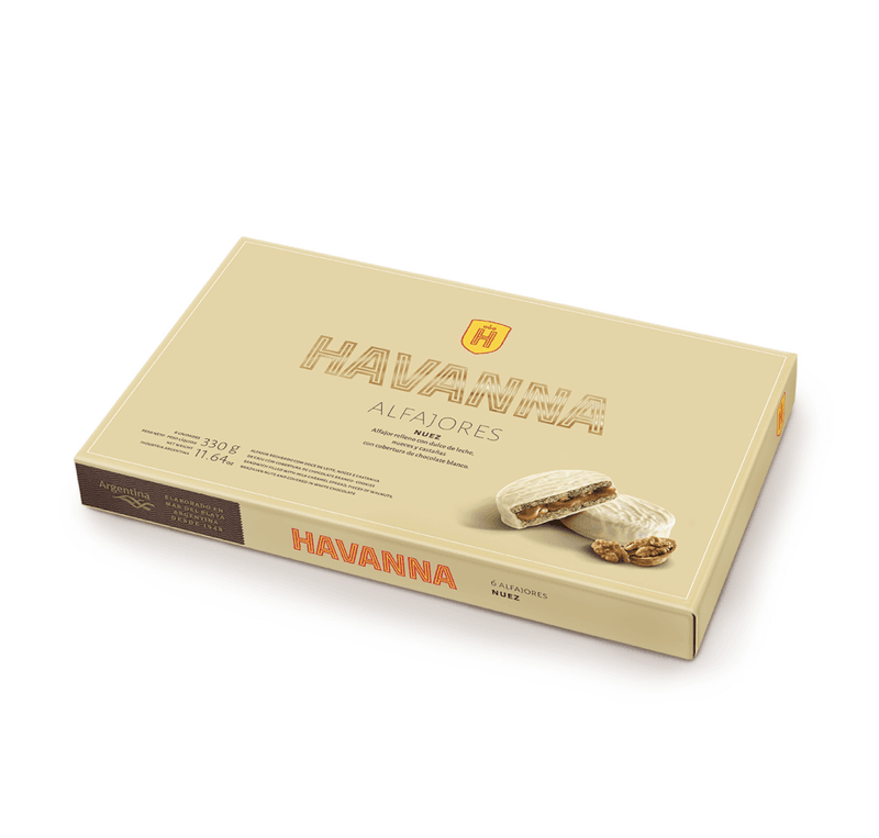 ALFAJOR HAVANNA NUEZ Y CHOCOLATE BLANCO 330g 6stk